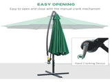 3m Banana Hanging Parasol Umbrella Green T3398P317746