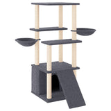 Cat Tree with Sisal Scratching Posts Dark Grey 133 cm 171758