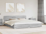 Bed Frame with Drawer Grey Sonoma 200 x 200 cm Engineered Wood 3412337
