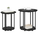 Side Table Set with Shelf 2 pcs Black Oak 869714