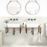 Basin Shelf Wall Mounted Steel and Solid Wood Acacia 3302793