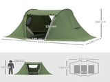 3 Man Camping Tent with Living Area and 2 Bedrooms, 3000mm Waterproof Family Tent with Sewn-in T3398P349077
