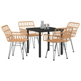 Garden Dining Set 5 pcs Brown Powder-Coated Steel 3379178