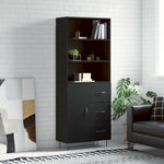 Highboard Black 69.5x34x180 cm Engineered Wood 3189438