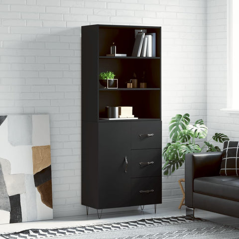 Highboard Black 69.5x34x180 cm Engineered Wood 3189438