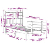 Bookcase Bed without Mattress 90x190 cm Single Solid Wood Pine 3322782