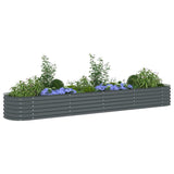 Garden Raised Bed 400x80x44 cm Galvanised Steel Grey 45526