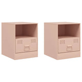 Bedside Cabinets 2pcs Pink 34.5x39x44 cm Steel 841754