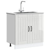 Sink Base Cabinet Lucca High Gloss White Engineered Wood 853689