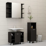 ZNTS 3 Piece Bathroom Furniture Set Black Engineered Wood 3056944