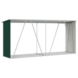 Garden Log Storage Shed Galvanised Steel 330x84x152 cm Green 47083