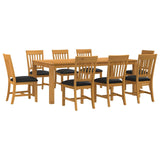 Dining Set 9 pcs Black Solid Oak Wood 3430406