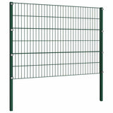 Fence Panel with Posts Iron 1040x120 cm Green 278666