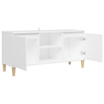 TV Cabinet with Solid Wood Legs White 103.5x35x50 cm 805959