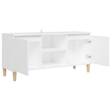 TV Cabinet with Solid Wood Legs White 103.5x35x50 cm 805959
