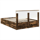 Bed Frame with Drawer Smoked Oak 140 x 190 cm Engineer Wood 3407981