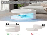 Round rotating coffee table with LED lights, 360&deg rotating tabletop, end table, double-layer sofa N605P387961W
