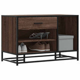 Shoe Bench Brown Oak 80x40x53.5 cm Engineered Wood and Metal 849228