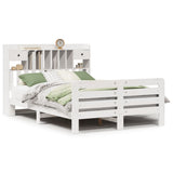 Bookcase Bed without Mattress White 150x200 cm King Size Solid Wood Pine 3309966