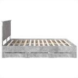 Bed Frame with Drawer Concrete Grey 200 x 200 cm Engineer Wood 3409429