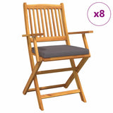 Folding Chair 8 pcs Grey 49 x 57.5 x 92cm Solid Acacia wood 3329132