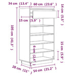 Shoe Cabinet Black 60x34x105 cm Solid Wood Pine 813554