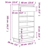Shoe Cabinet White 60x34x105 cm Solid Wood Pine 813551