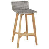 Bar Chair Set of 2 Brown Solid acacia wood Standard Footrest 44229