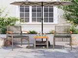 Garden Chairs with Cushions 2 pcs Grey Poly Rattan Acacia Wood 366248