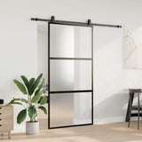 Sliding Door with Hardware Set Black 102.5x205 cm Tempered Glass 3375956