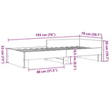 Bed Frame without Mattress White 75x190 cm Small Single Engineered Wood 849593