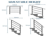 Handrails for Outdoor Steps, Wrought Iron Handrail Fits 1 to 4 Steps, Transitional Handrail with 72072019