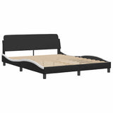Bed Frame "Dover" Black and White 152x203 cm Faux Leather 373296