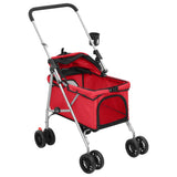 Folding Dog Stroller Red 76x50x100 cm Oxford Fabric 172199