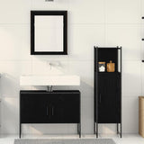 Bathroom Furniture Set with Door 3 pcs Black 33 x 33 x 102.5 cm 3334376