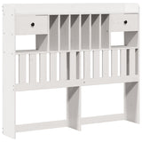 ZNTS Bookcase Bed without Mattress White 120x190 cm Small Double Solid Wood Pine 3321927