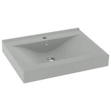 Luxury Basin with Faucet Hole Matt Light Grey 60x46 cm Ceramic 147026