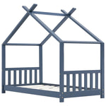 Kids Bed Frame Grey Solid Pine Wood 70x140 cm 283370