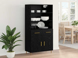 Highboard Black Oak 69.5 x 34 x 180 cm Engineered Wood 3416100