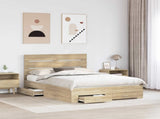 Bed Frame with Drawer Sonoma Oak 140 x 200 cm Engineered Wood 3411966