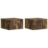 Wall-Mounted Bedside Cabinet 2 pcs Smoked Oak 33 x 34.5 x 20 cm 898436