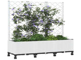 Garden Planter with Trellis&Wheels White 120 x 40 x 146 cm PP 3423060