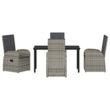 Garden Dining Set with Cushion 5 pcs Grey Poly Rattan 3379494