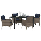 Garden Dining Set with Cushion 5 pcs Grey Poly Rattan 3380193