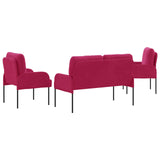 Sofa Sets with Cushion 3 pcs Wine Red 115 x 56 x 80 cm Plywood 3406221