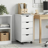 Rolling Cabinet White 34 x 39 x 65.5 cm Solid Pine Wood 42028345