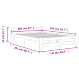 Bed Frame Dark Grey Solid Pine Wood, Plywood Double Durable 322023