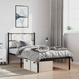 Metal Bed Frame without Mattress with Headboard Black 100x190cm 372271
