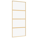 Sliding Door Gold 90x205 cm Clear ESG Glass and Aluminium 155179