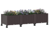 Garden Planter with Wheels Brown 120 x 40 x 44 cm PP 3423046